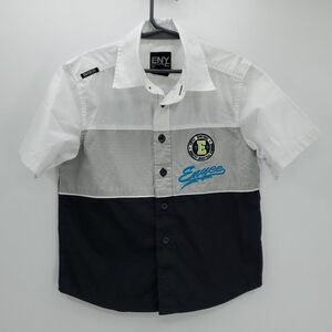 ENYCE boys L black white gray color block shirt